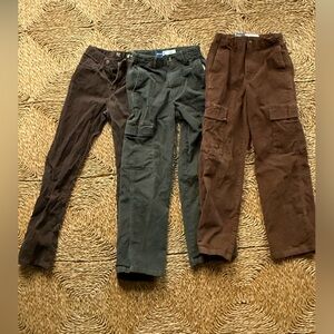 Three Pairs Corduroy Pants Bundle from Old Navy & GAP - Brown, Olive, Dark Brown